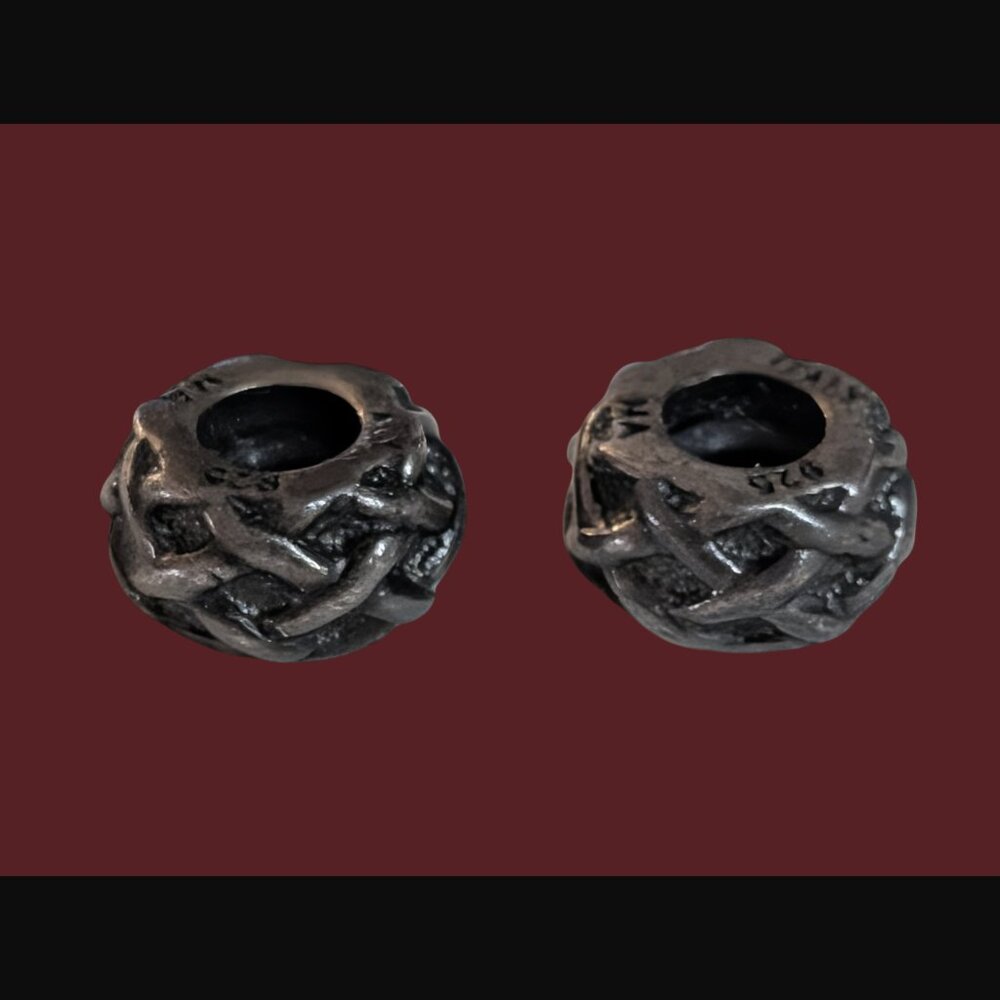 Michael Anthony Oxidized 925 Sterling Criss Cross Woven Pattern 2 Spacer Beads